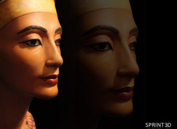 Покраска копии скульптуры Нефертити из ПММА